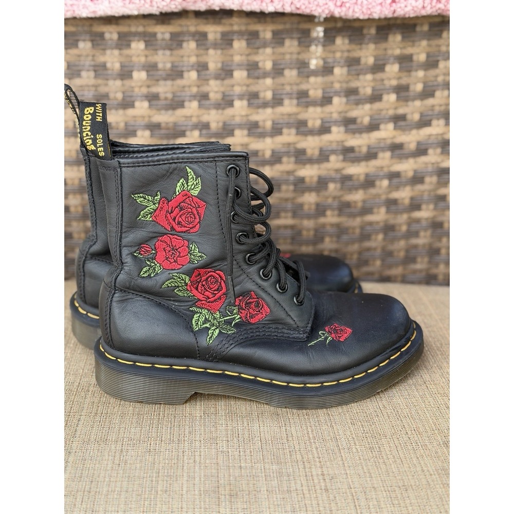 Dr. Martens 1460 Vonda Women's Boots Black/Red Roses, Size 6